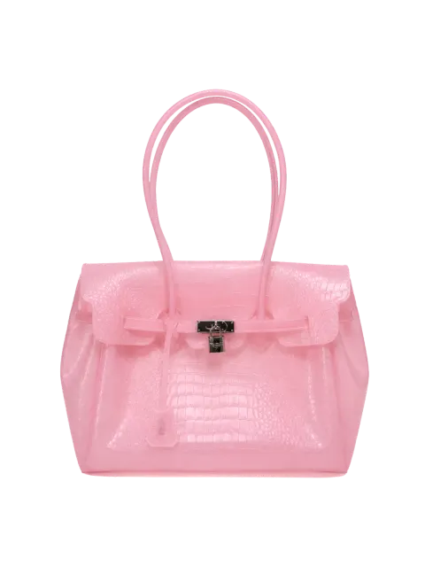 Прозрачная желейная сумка Jelly 36 под крокодила — GELÉE, цвет нежно-розовый
